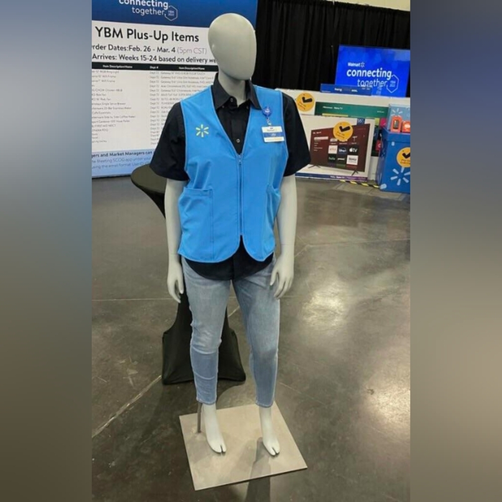 Walmart Associate Employee Spark Bright Blue Zip Vest Uniform Workwear Womens M